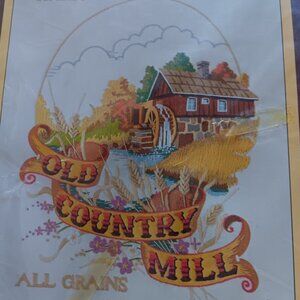 VTG Sunset Stitchery old country mill farmhouse wool yarn needle work kit 1982